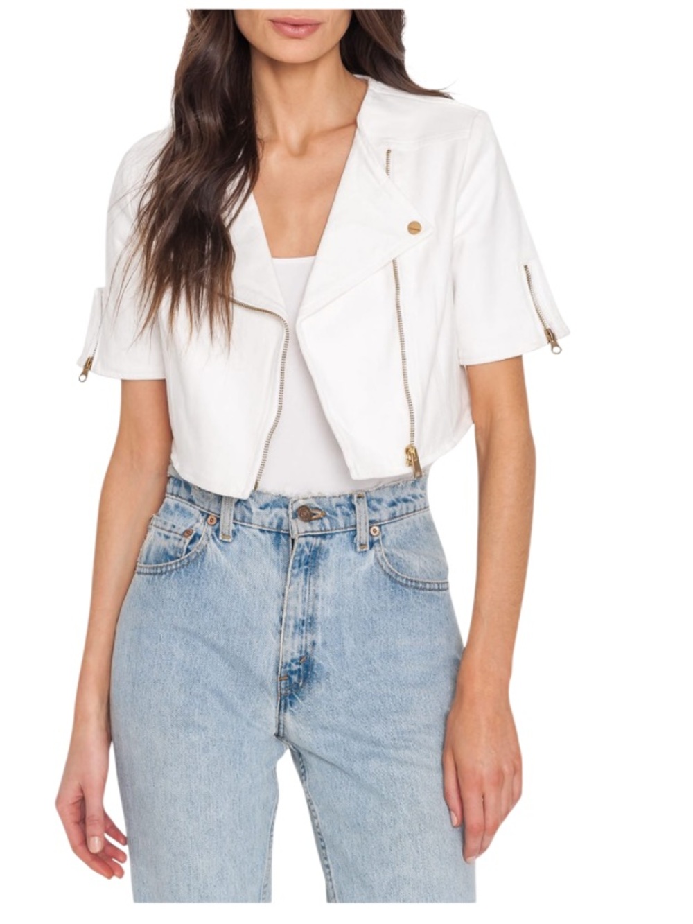 Lamarque Kirsa Cropped White Denim Jacket